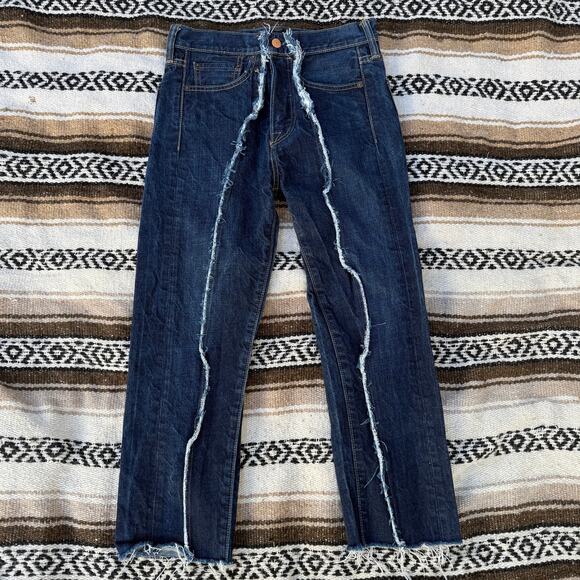 Women's Levi's Dark Blue Denim Custom Made Stitched Layered Jeans Sz 26 x 23.5 - Picture 1 of 9